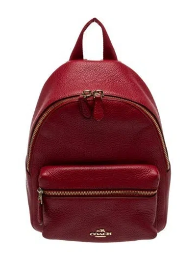 Pre-owned Coach Leather Backpack In Burgundy