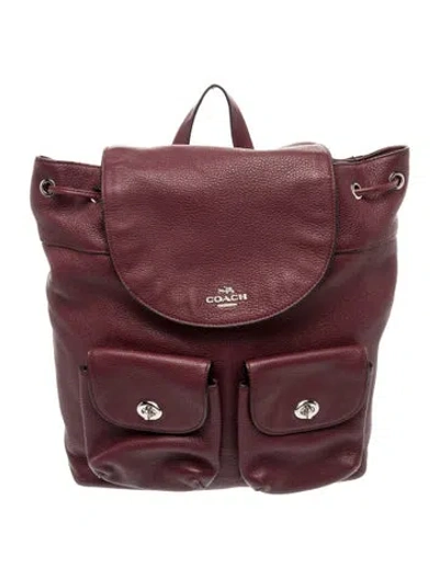 Pre-owned Coach Leather Backpack In Burgundy