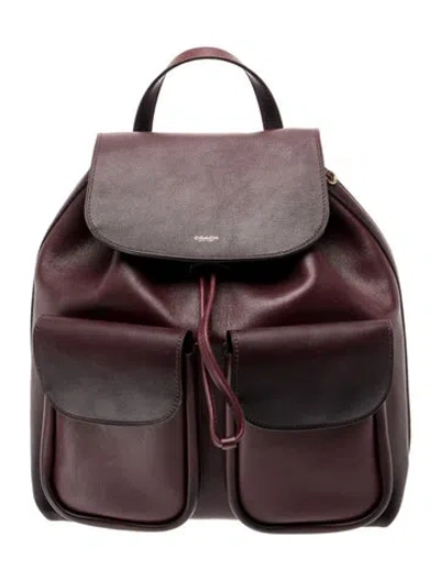 Pre-owned Coach Leather Backpack In Burgundy