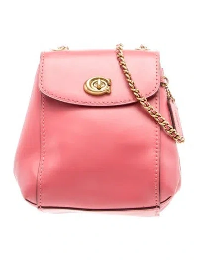 Pre-owned Coach Leather Backpack In Burgundy
