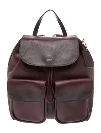 Pre-owned Coach Leather Backpack In Burgundy