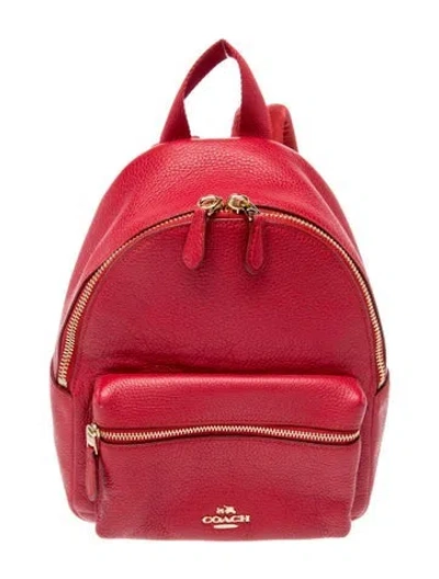 Pre-owned Coach Leather Backpack In Burgundy