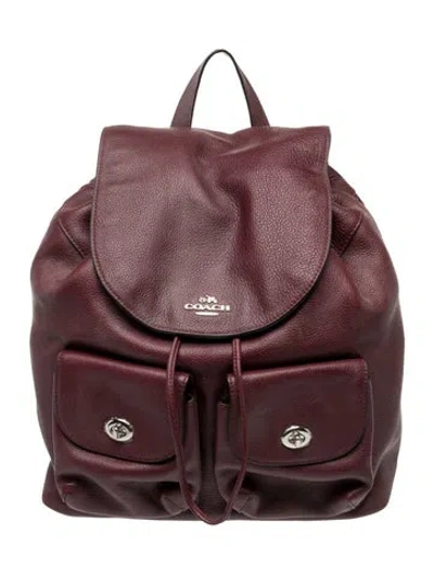 Pre-owned Coach Leather Backpack In Burgundy