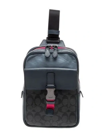 Pre-owned Coach Leather Backpack In Gray