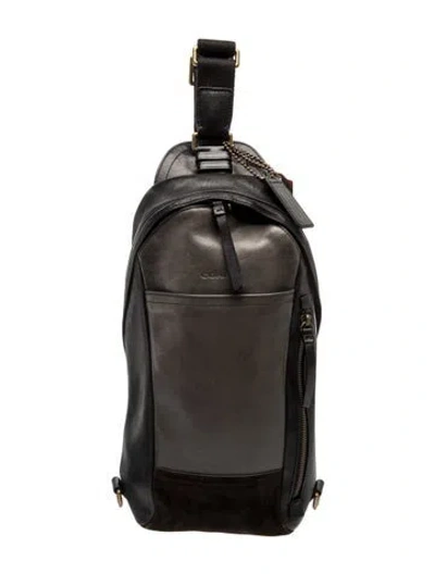 Pre-owned Coach Leather Backpack In Gray