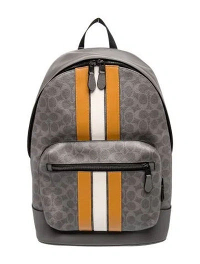 Pre-owned Coach Leather Backpack In Gray