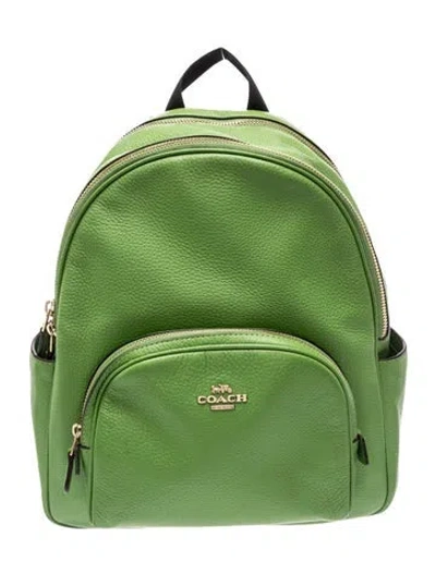 Pre-owned Coach Leather Backpack In Green