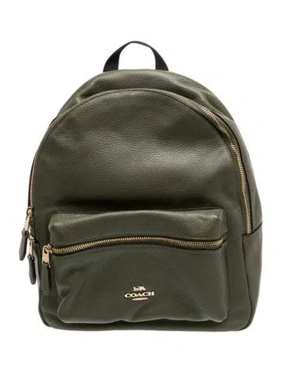 Pre-owned Coach Leather Backpack In Green