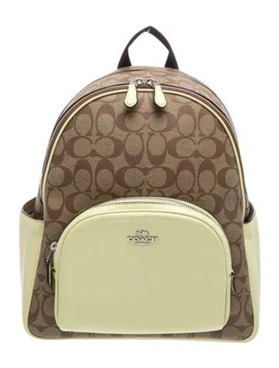 Pre-owned Coach Leather Backpack In Green