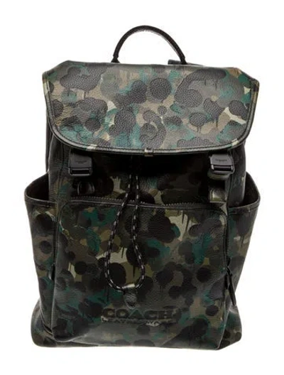 Pre-owned Coach Leather Backpack In Green