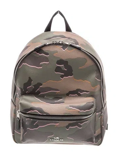 Pre-owned Coach Leather Backpack In Green
