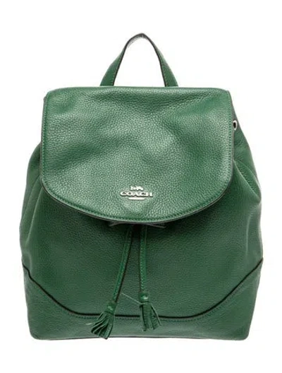 Pre-owned Coach Leather Backpack In Green
