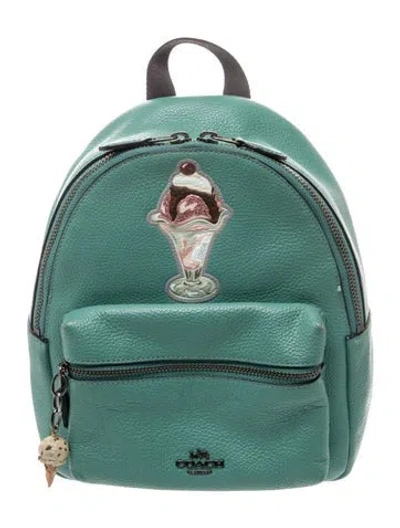 Pre-owned Coach Leather Backpack In Green