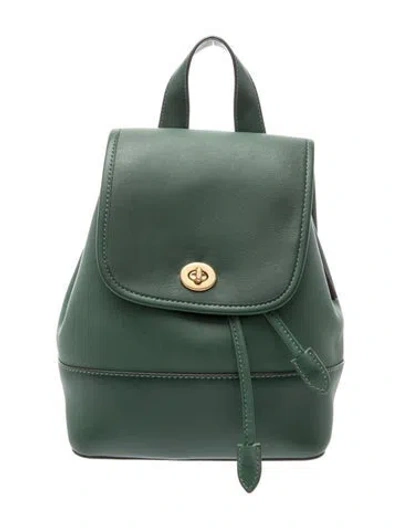 Pre-owned Coach Leather Backpack In Green