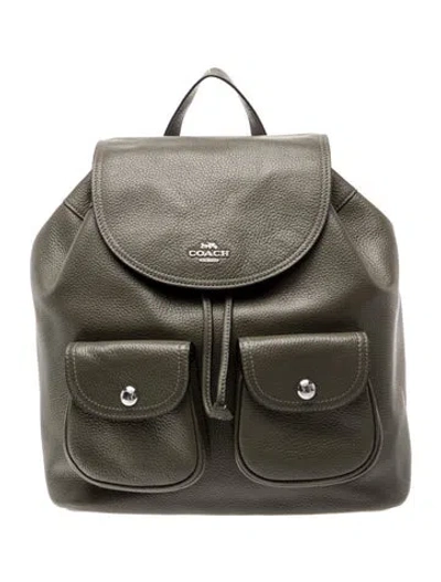 Pre-owned Coach Leather Backpack In Green