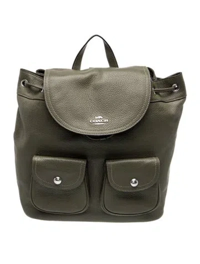 Pre-owned Coach Leather Backpack In Green