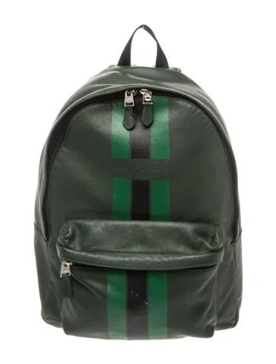 Pre-owned Coach Leather Backpack In Green