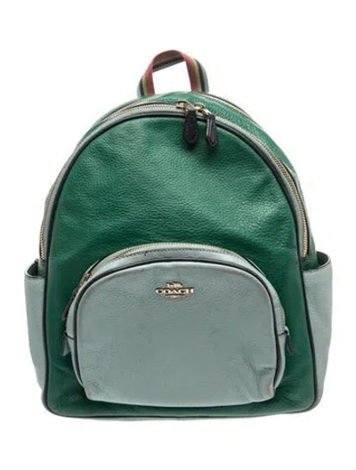Pre-owned Coach Leather Backpack In Green