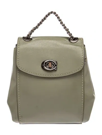 Pre-owned Coach Leather Backpack In Green