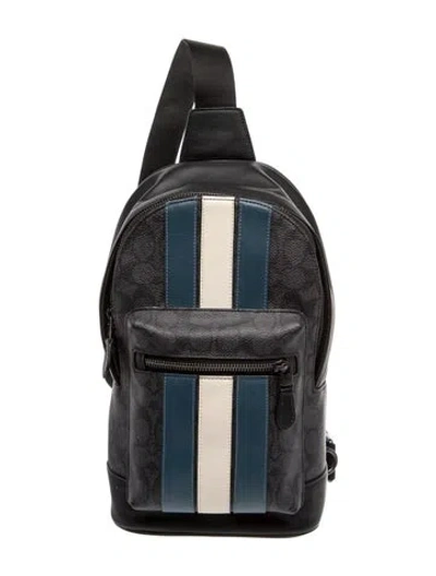 Pre-owned Coach Leather Backpack In Grey