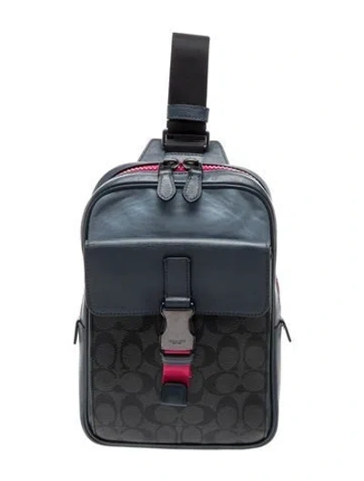 Pre-owned Coach Leather Backpack In Grey
