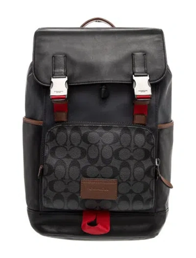 Pre-owned Coach Leather Backpack In Grey