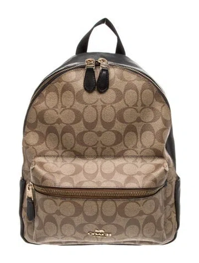 Pre-owned Coach Leather Backpack In Neutral