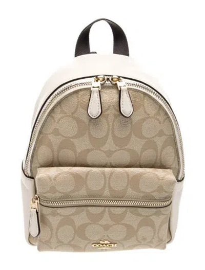 Pre-owned Coach Leather Backpack In Neutral