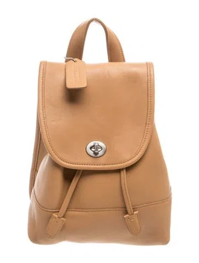 Pre-owned Coach Leather Backpack In Neutrals