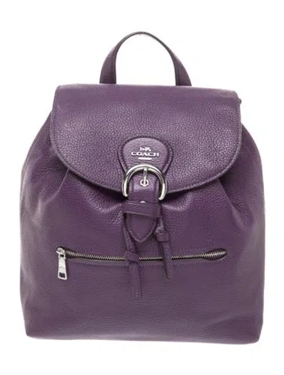 Pre-owned Coach Leather Backpack In Purple