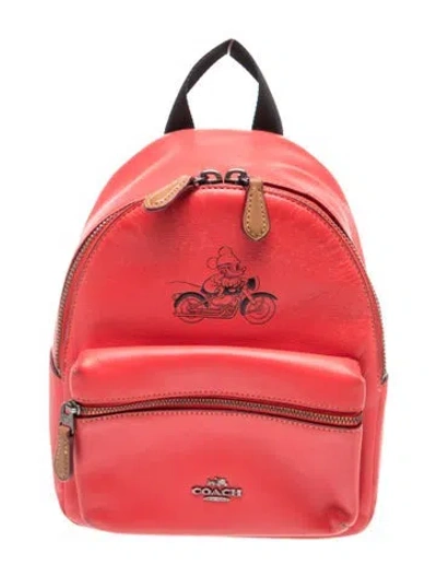 Pre-owned Coach Leather Backpack In Red