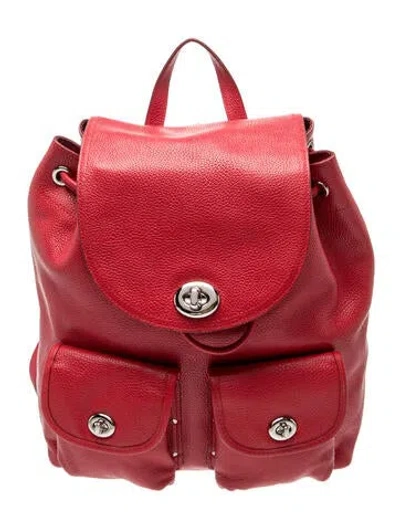 Pre-owned Coach Leather Backpack In Red