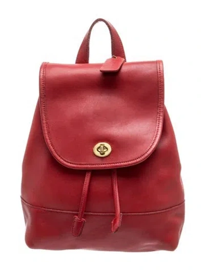 Pre-owned Coach Leather Backpack In Red