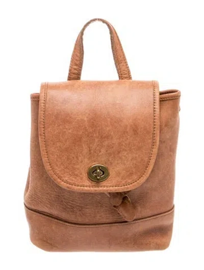 Pre-owned Coach Leather Backpack Vintage In Brown