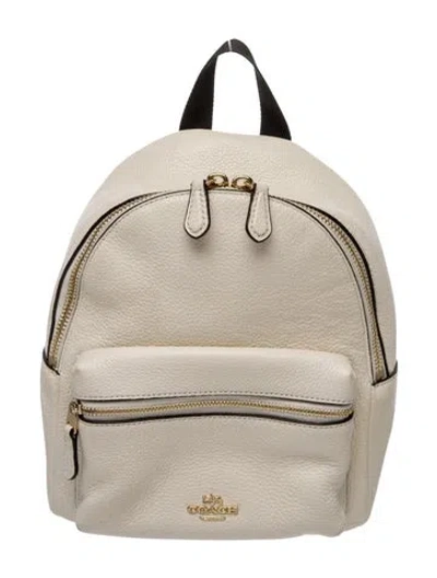Pre-owned Coach Leather Backpack In White