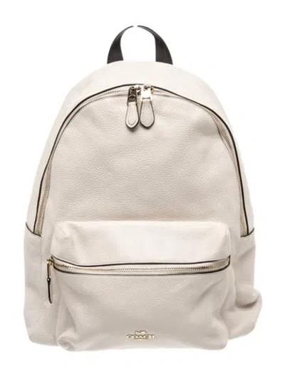 Pre-owned Coach Leather Backpack In White