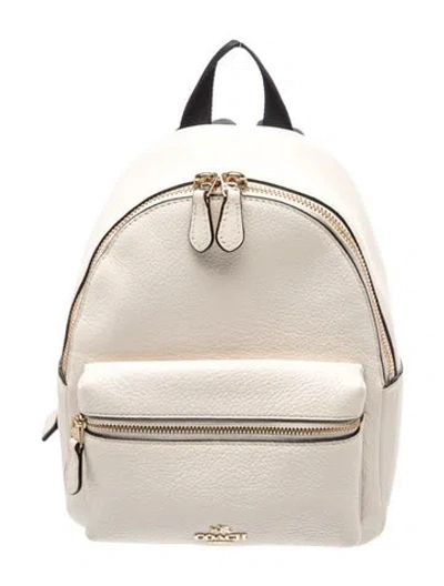 Pre-owned Coach Leather Backpack In White