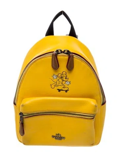 Pre-owned Coach Leather Backpack In Yellow