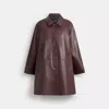 Coach Leather Balmacaan In Burgundy