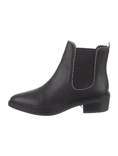 Pre-owned Coach Leather Beaded Accents Chelsea Boots In Black