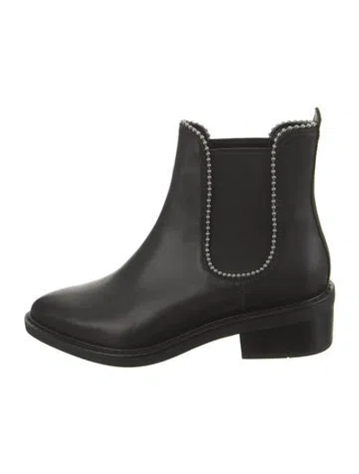 Pre-owned Coach Leather Beaded Accents Chelsea Boots In Black