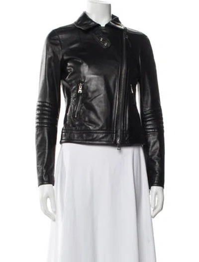 Pre-owned Coach Leather Biker Jacket In Black