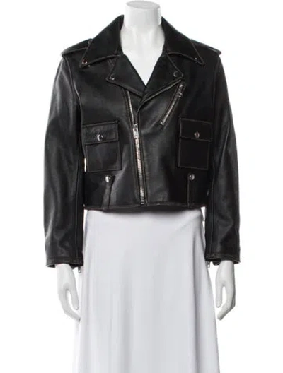 Pre-owned Coach Leather Biker Jacket In Black