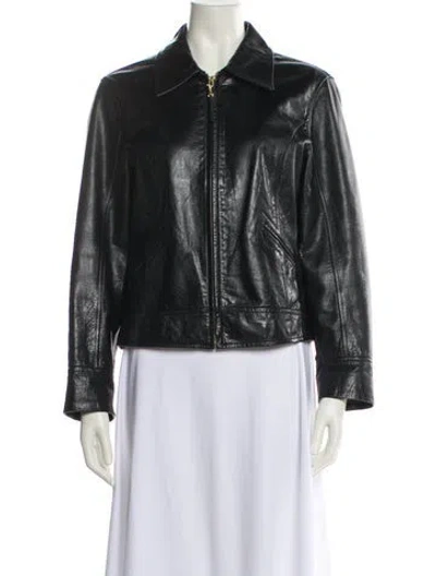 Pre-owned Coach Leather Biker Jacket In Black