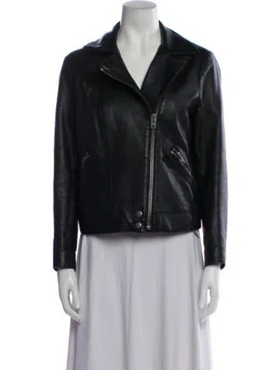 Pre-owned Coach Leather Biker Jacket In Black