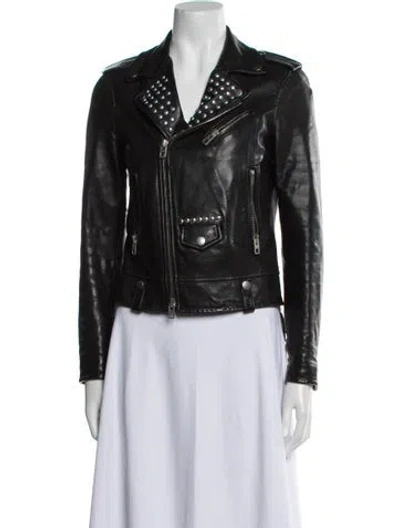 Pre-owned Coach Leather Biker Jacket In Black