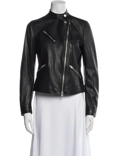 Pre-owned Coach Leather Biker Jacket In Black