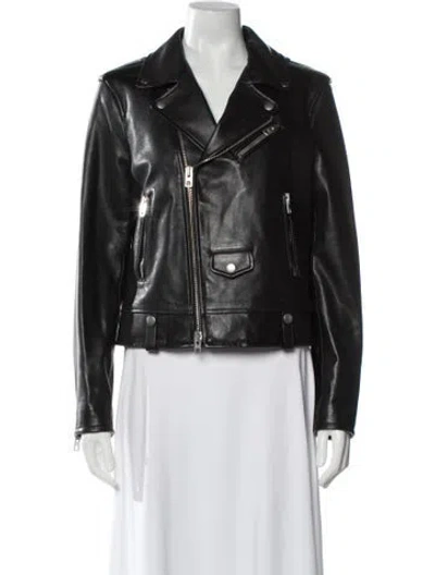 Pre-owned Coach Leather Biker Jacket In Black