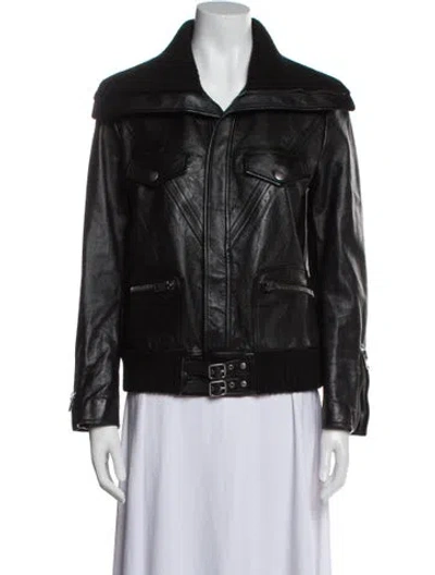 Pre-owned Coach Leather Biker Jacket In Black