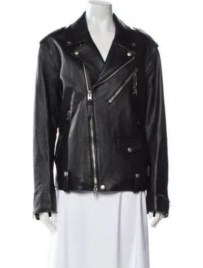 Pre-owned Coach Leather Biker Jacket In Black